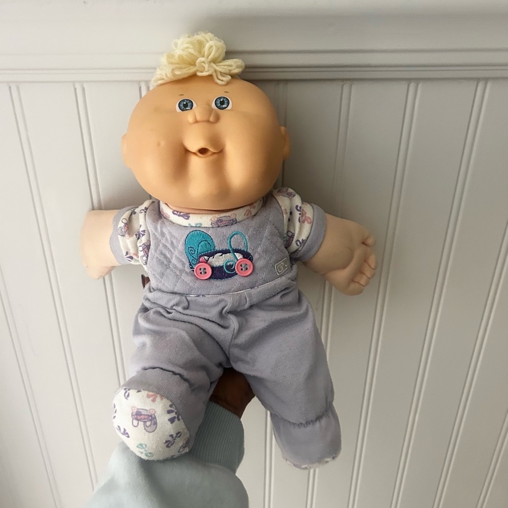 Vintage 80s Cabbage Patch Kids Doll with Purple Outfit